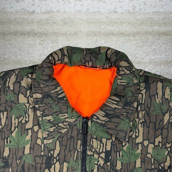 Vintage Rebark Hunting Camo Puffer Vest Reversible Orange Insulated Full Zip 90s - Picture 3 of 6